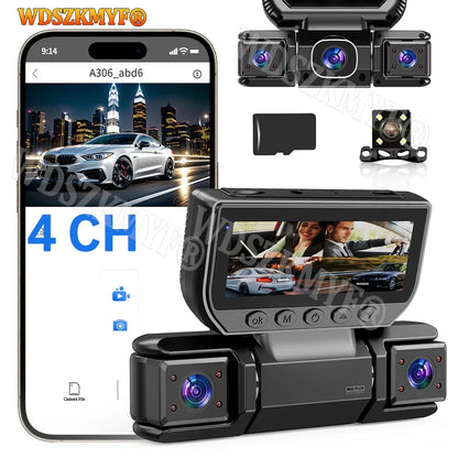 4Camera 360 Degrees Car DVR 1080P Video Recorder WIFI Dash Cam Front Right Left Rear View Camera 24H Parking Monitor Gift