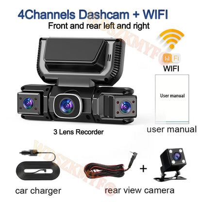 4Camera 360 Degrees Car DVR 1080P Video Recorder WIFI Dash Cam Front Right Left Rear View Camera 24H Parking Monitor Gift