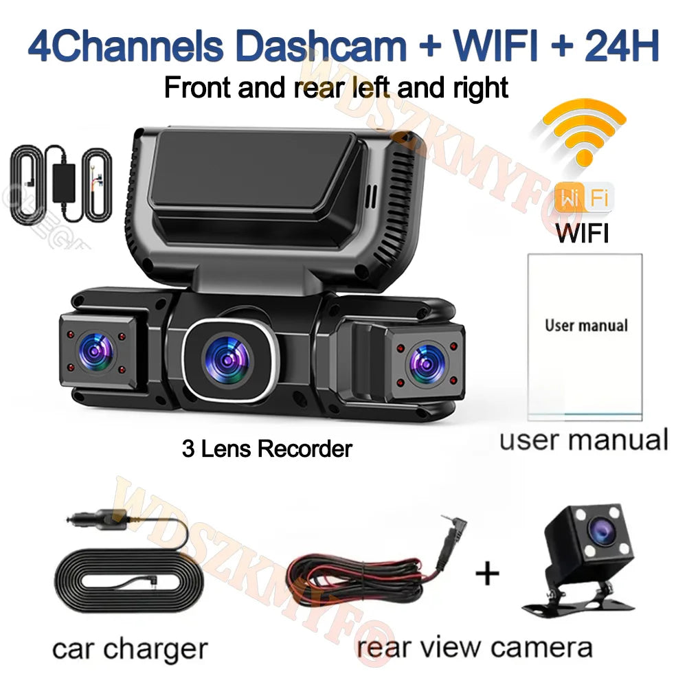 4Camera 360 Degrees Car DVR 1080P Video Recorder WIFI Dash Cam Front Right Left Rear View Camera 24H Parking Monitor Gift